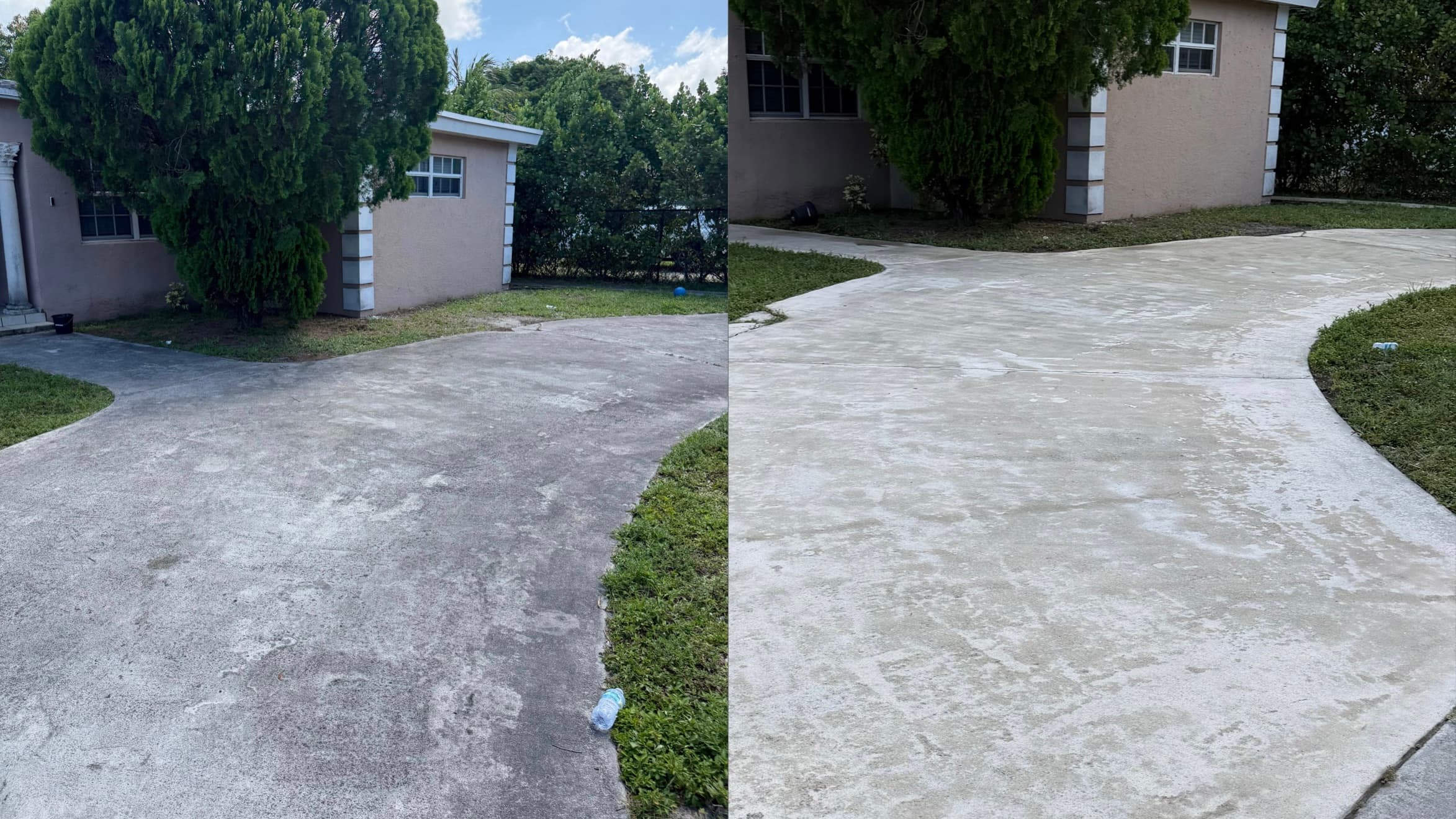 Driveway cleaning before and after result by G&C Premier Exterior Services
