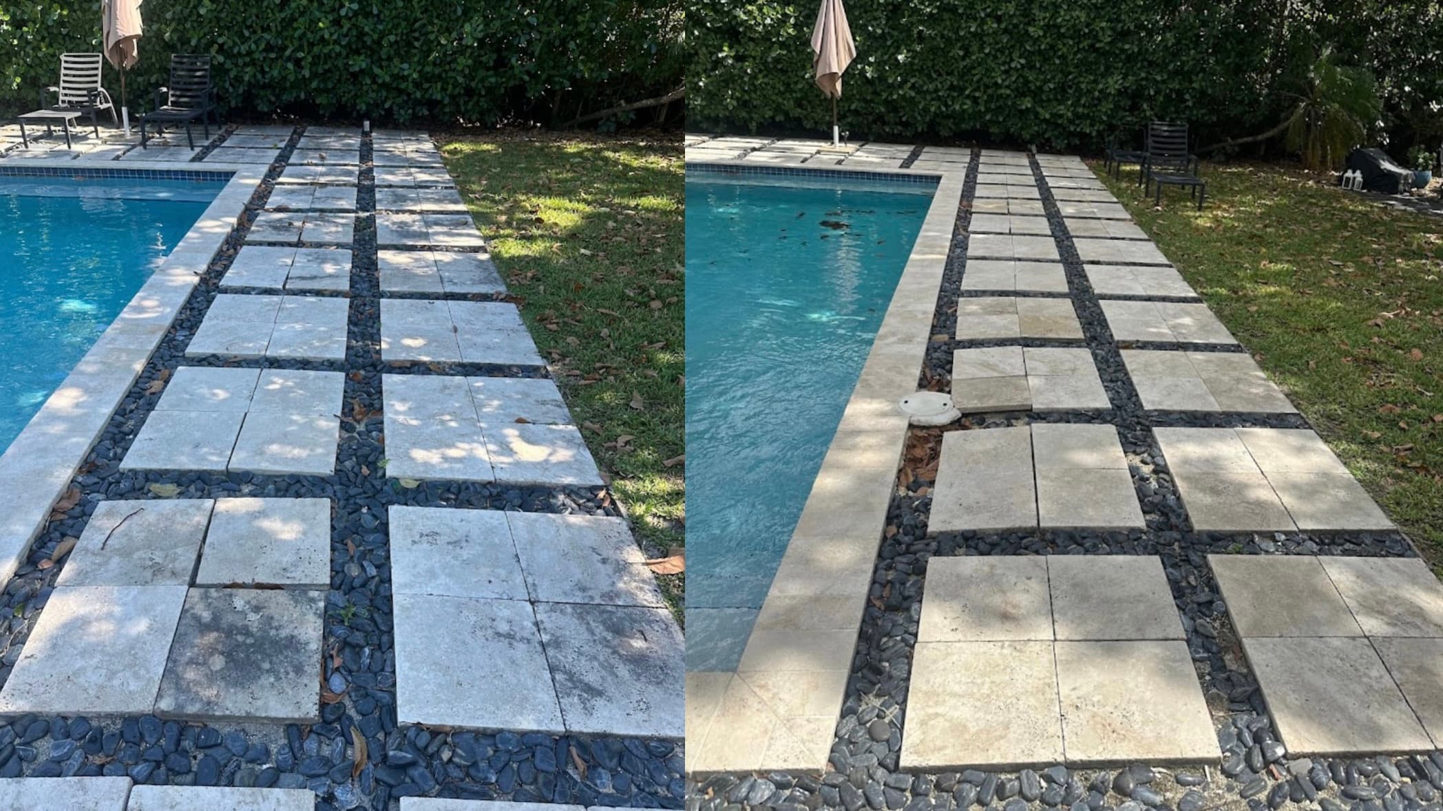 Patio cleaning before and after result by G&C Premier Exterior Services